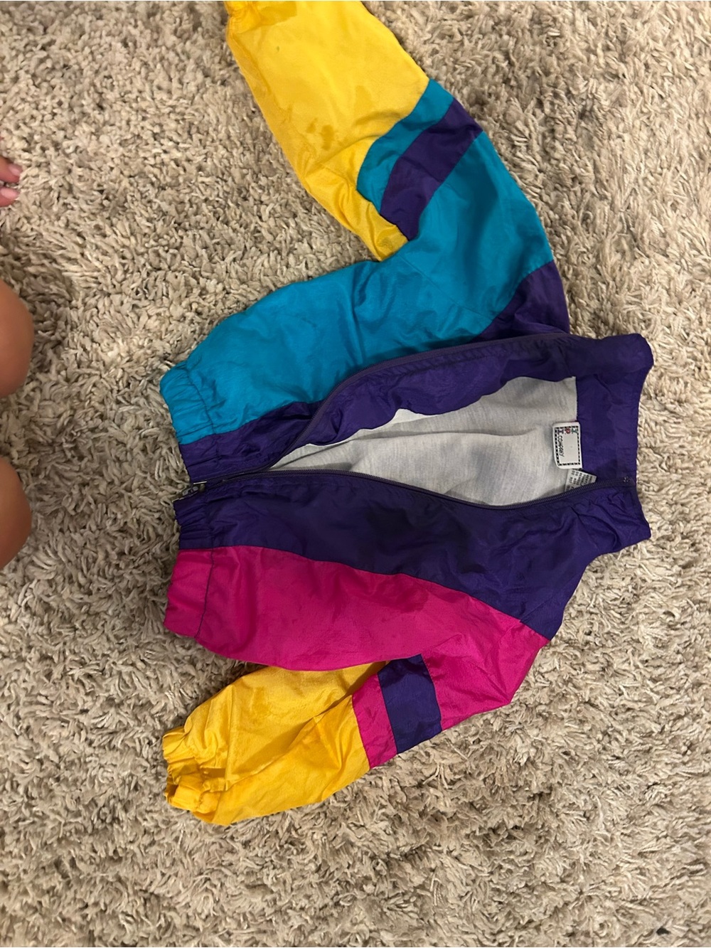 Kids Colorblock Windbreaker Jacket - Purple, Teal, Pink & Yellow